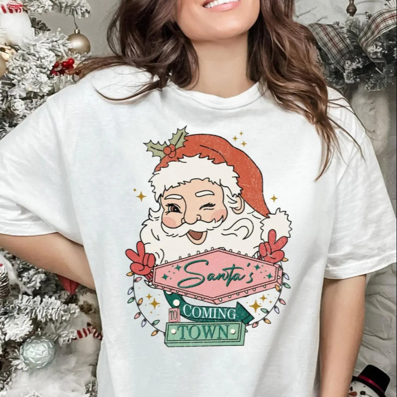 Santa Claus Print Round Neck Casual Short Sleeve Crew Neck Summer Top Daily T-Shirts, Hoodie, Sweatshirt