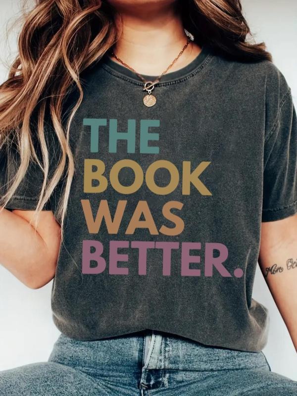 Women's Colorful Letter Print Round Neck Tee, Trendy Casual Short Sleeve T-shirt for Daily Wear, Ladies All Seasons...