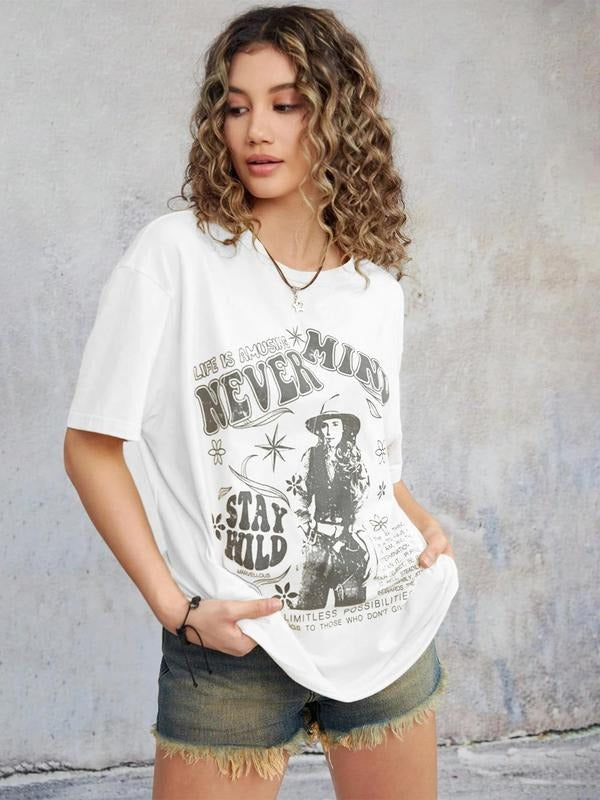 Women's Country Girl Graphic Round Neck Tee, Fashion Casual Crew Neck T-Shirt for Daily Holiday Vacation Outdoor Wear,...