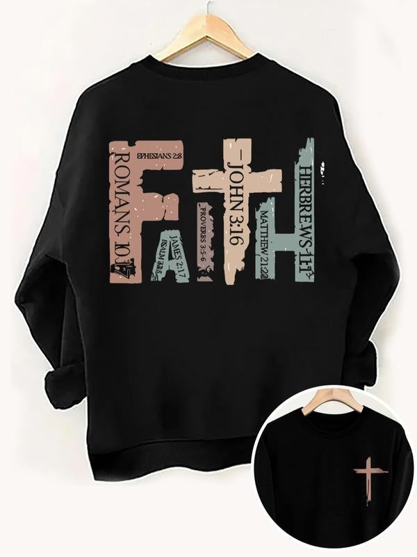Creative Letter Print Crew Neck Casual Long Sleeve Round Neck Fall & Winter Clothes Daily T-Shirts, Hoodie, Sweatshirt