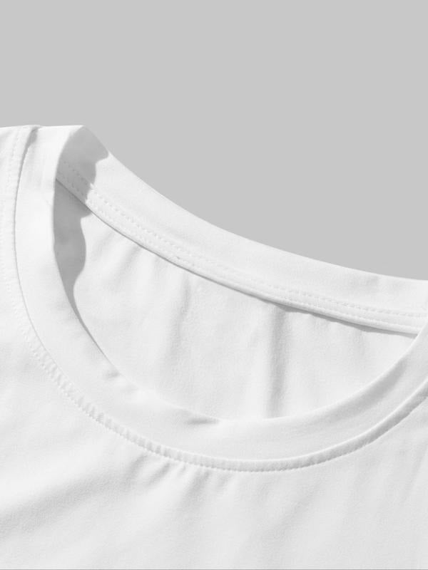 Women's Fish & Star Print Round Neck Tee, Casual Slim-fitting Short Sleeve T-shirt, Ladies Summer Clothes for Daily Wear,...