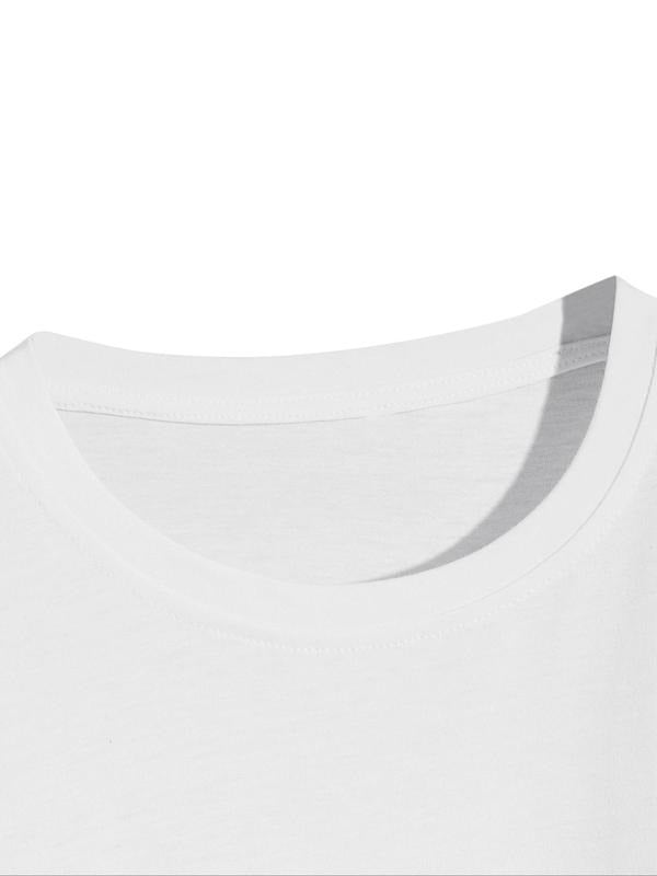 Floral & Letter Print Round Neck Vintage Casual Figure Short Sleeve Daily Summer Top T-Shirts, Hoodie, Sweatshirt