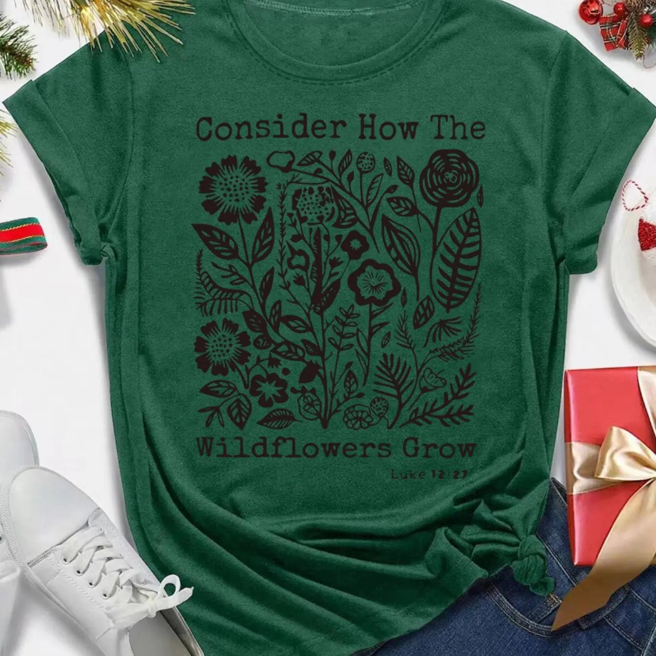 Women's Floral & Letter Print Round Neck Tee, Casual Short Sleeve Crew Neck T-shirt for All Seasons, Fashion Women's Top...