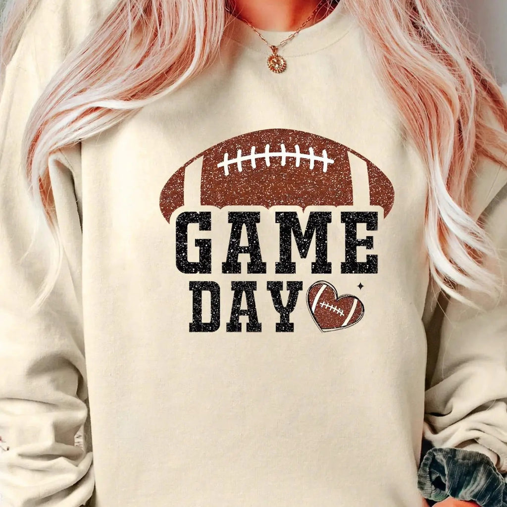 Women's Football & Letter Print Drop Shoulder Pullover, Casual Long Sleeve Crew Neck Sweatshirt for Fall & Winter,...