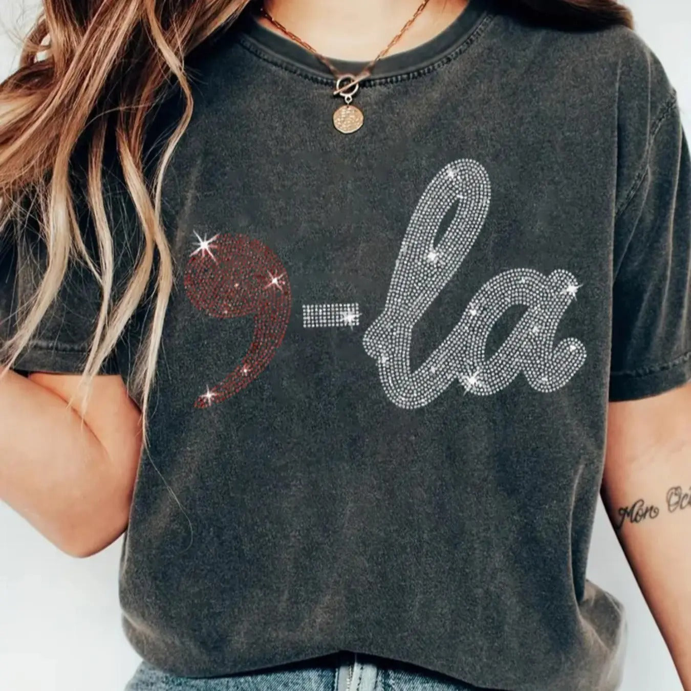 Women's Glitter Print Round Neck Tee, Casual Short Sleeve Crew Neck T-shirt for Daily Wear, Comfortable Ladies Clothes...
