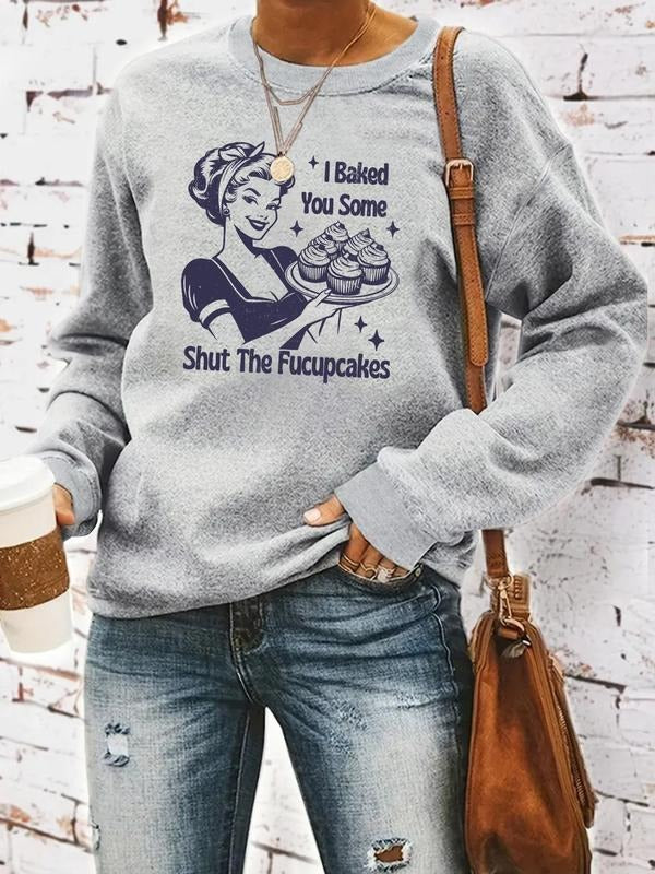Women's Graphic Print Crew Neck Sweatshirt, Casual Long Sleeve Pullover for Spring, Fashion Women's Top for Daily Wear style 02