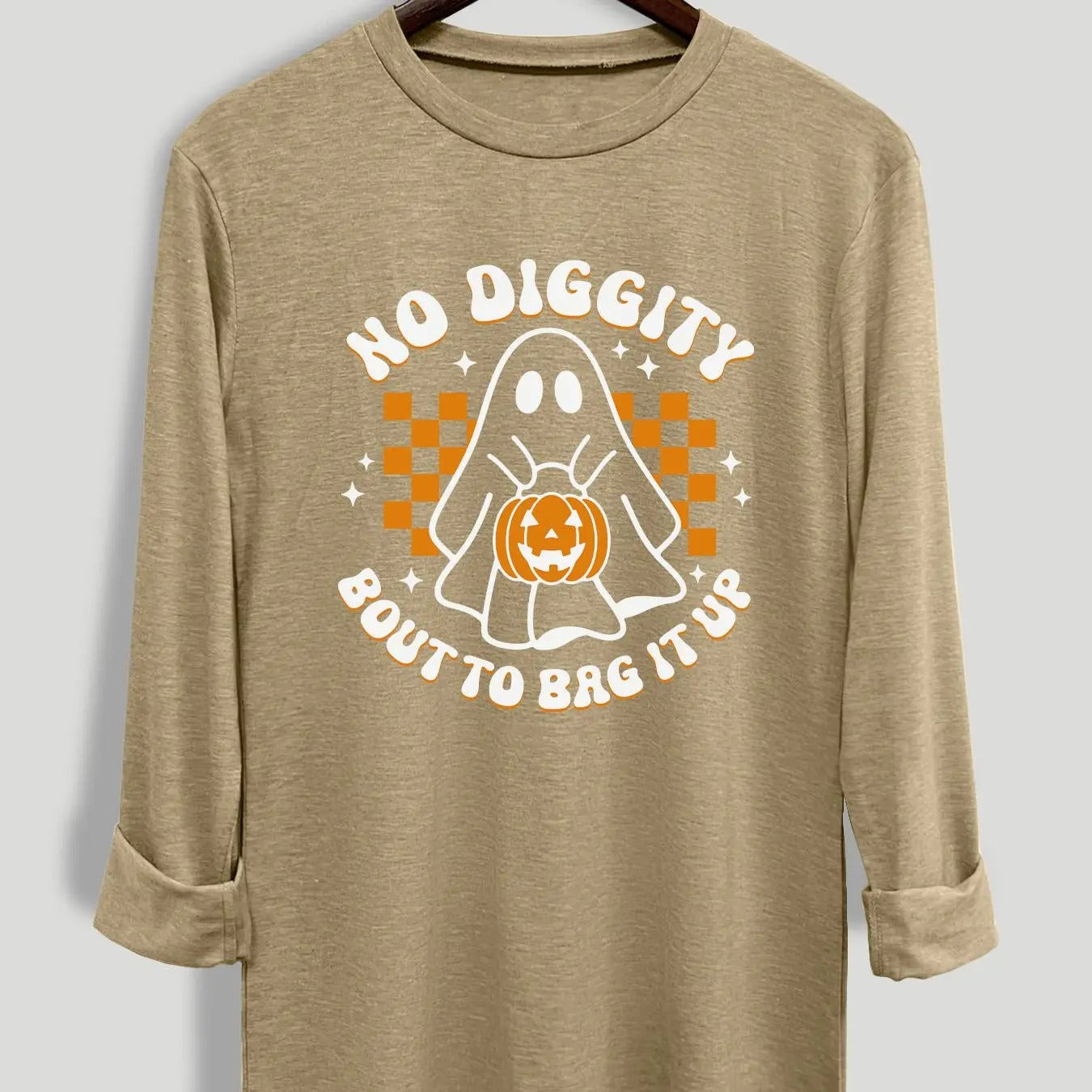 Women's Halloween Themed Ghost Print Tee, Casual Long Sleeve Round Neck T-shirt for Daily Wear, Ladies Clothing for All...