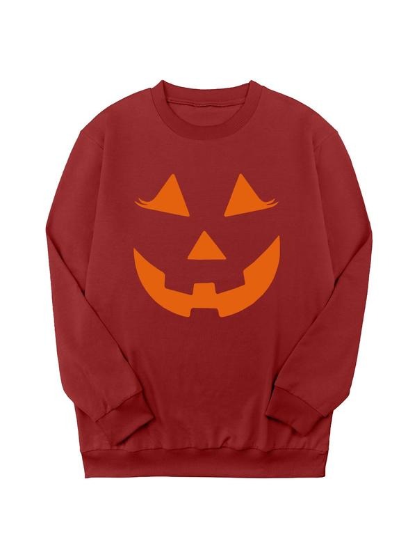 Women's Halloween Themed Print Crew Neck Sweatshirt, Casual Long Sleeve Pullover Sweatshirt for Fall & Winter, Ladies...