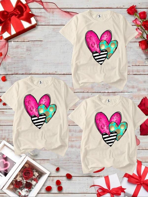 Women's Heart Graphic Round Neck Tee, Casual Short Sleeve T-shirt for Daily Wear, Ladies Clothes for All Seasons Hoodie...