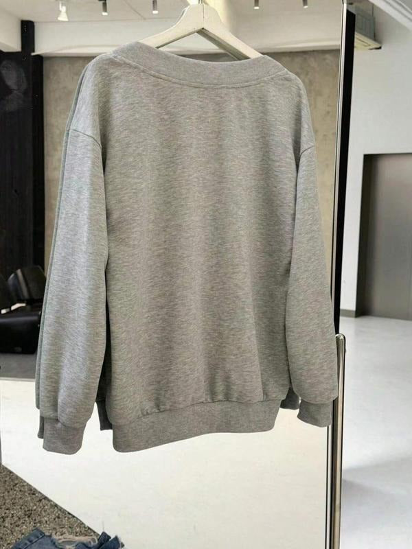 Women's Italy Flag Print V-Neck Pullover Sweatshirt, Casual Long Sleeve Jumper for Fall & Winter, Women's Knitwear for...