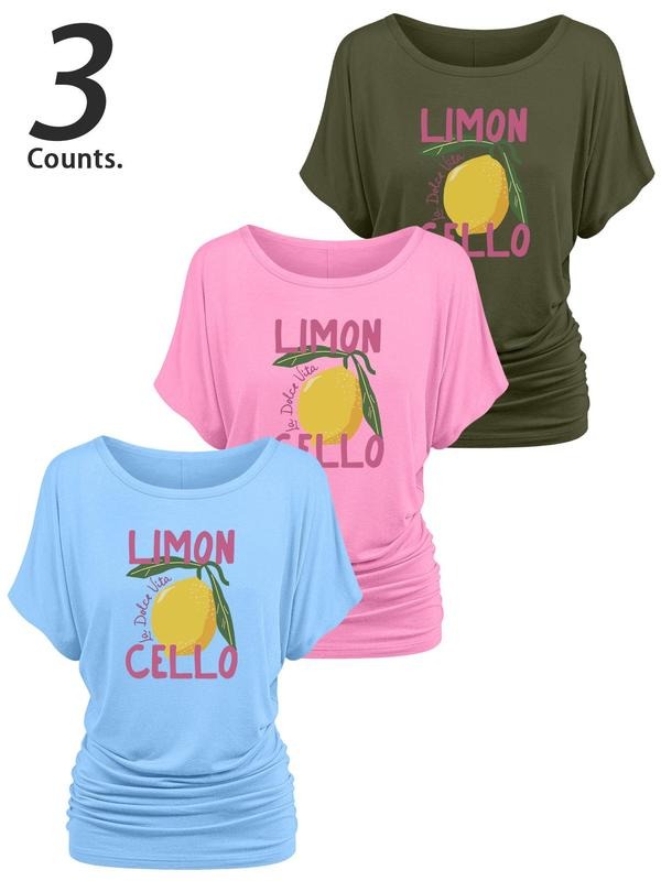 Women's Lemon Print Round Neck Tee, Casual Short Sleeve T-shirt for Daily Wear, Ladies Clothes for All Seasons, Top...
