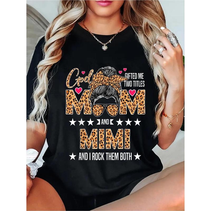 Women's Leopard Print "Mom & Mimi" Graphic T-Shirt
