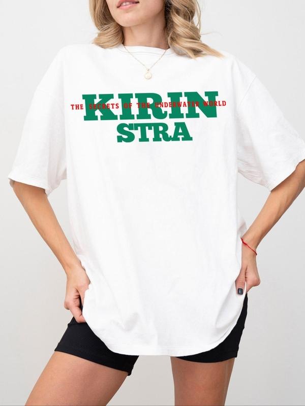 Letter & Figure Print Drop Shoulder Casual Half Sleeve Round Neck Daily Clothes All Seasons T-Shirts, Hoodie, Sweatshirt