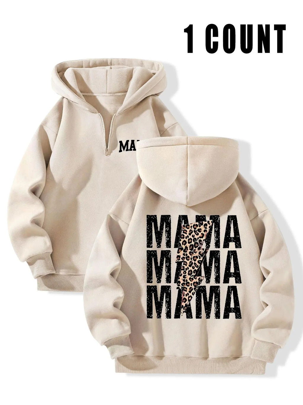 Letter & Leopard Print Casual Cozy Long Sleeve Hooded Fall & Winter Clothes Daily Tops T-Shirts, Hoodie, Sweatshirt