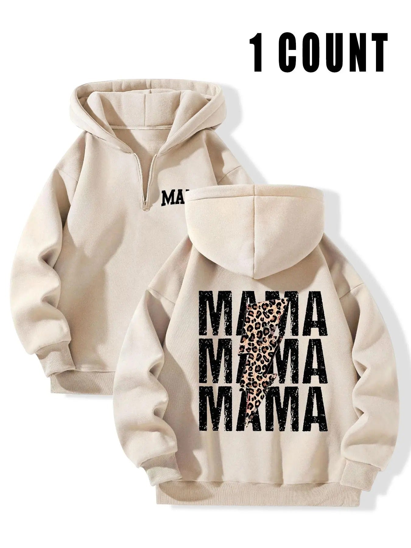 Letter & Leopard Print Casual Cozy Long Sleeve Hooded Fall & Winter Clothes Daily Tops T-Shirts, Hoodie, Sweatshirt