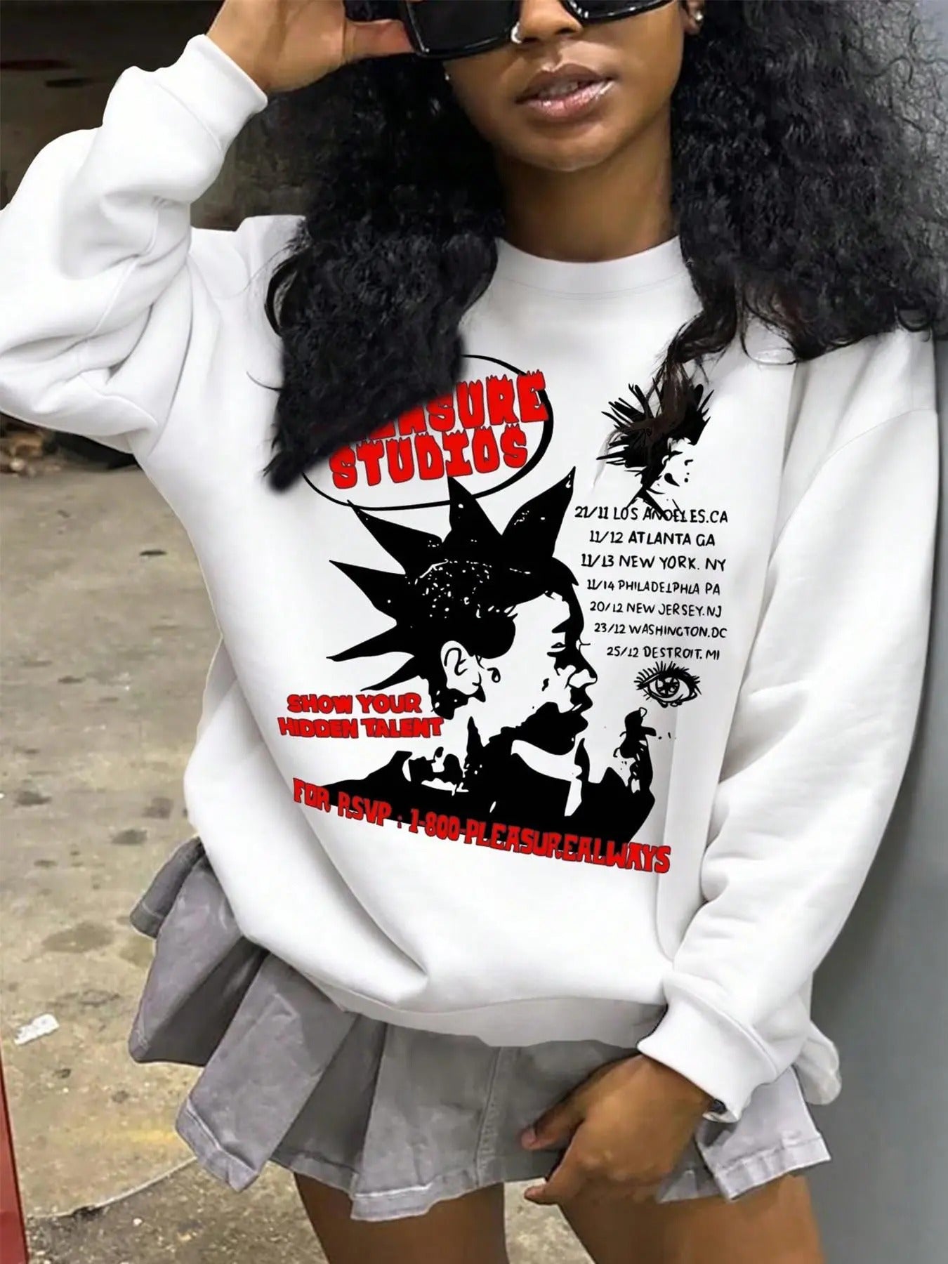 Letter Print Drop Shoulder Thermal Lined Casual Long Sleeve Round Neck Fall & Winter Clothes Daily T-Shirts, Hoodie, Sweatshirt