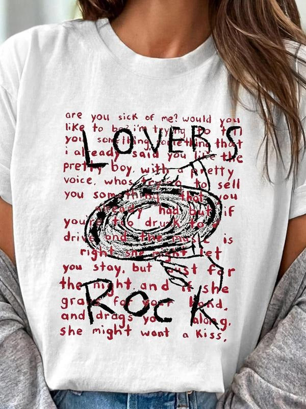 Women's Letter  Round Neck Graphic Tee, Vintage Trendy Casual Short Sleeve T-shirt for Daily Wear, Ladies All Seasons...