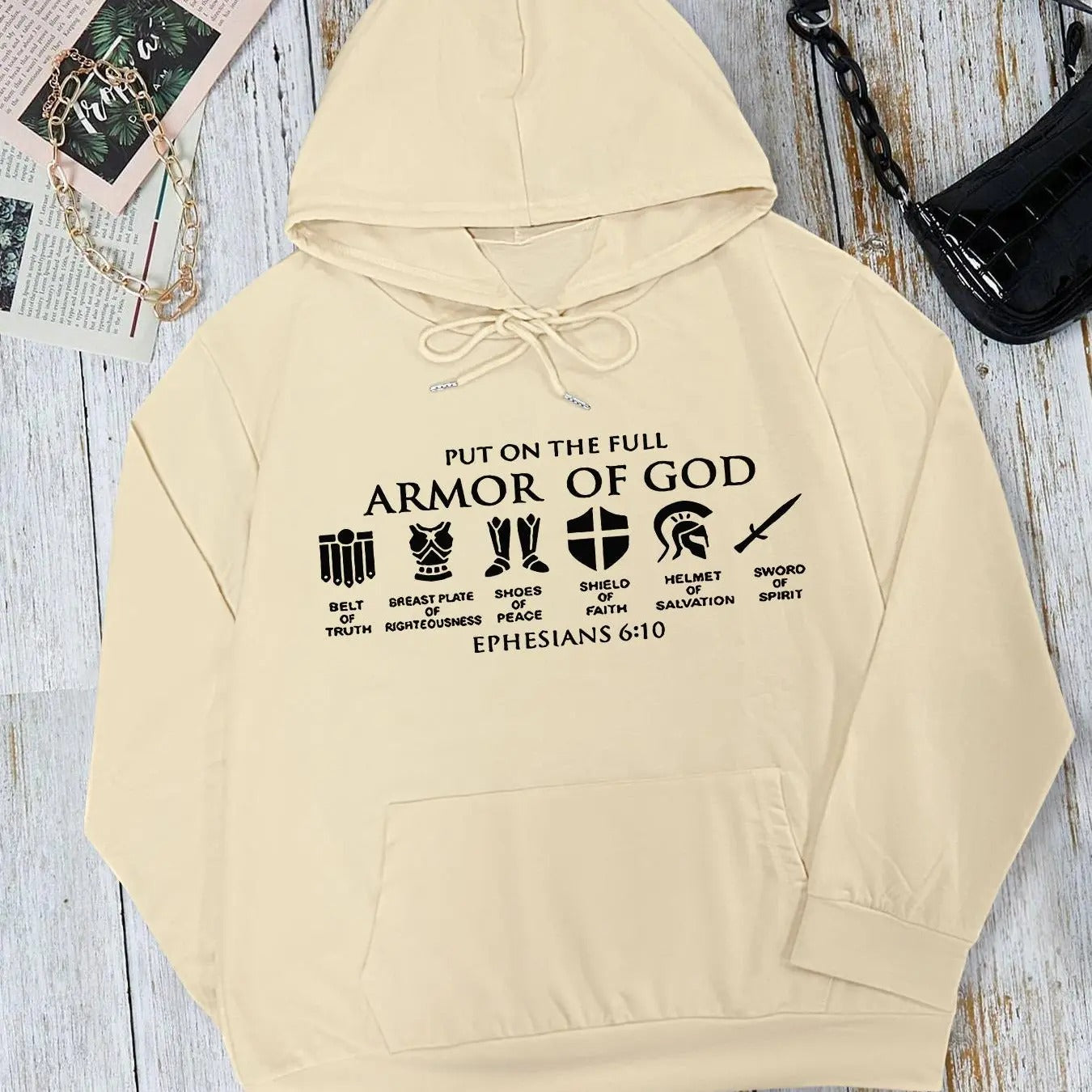 Women's Letter Graphic Drawstring Pocket Hoodie, Casual Long Sleeve Hooded Sweatshirt for Fall & Winter, Women's Clothes...