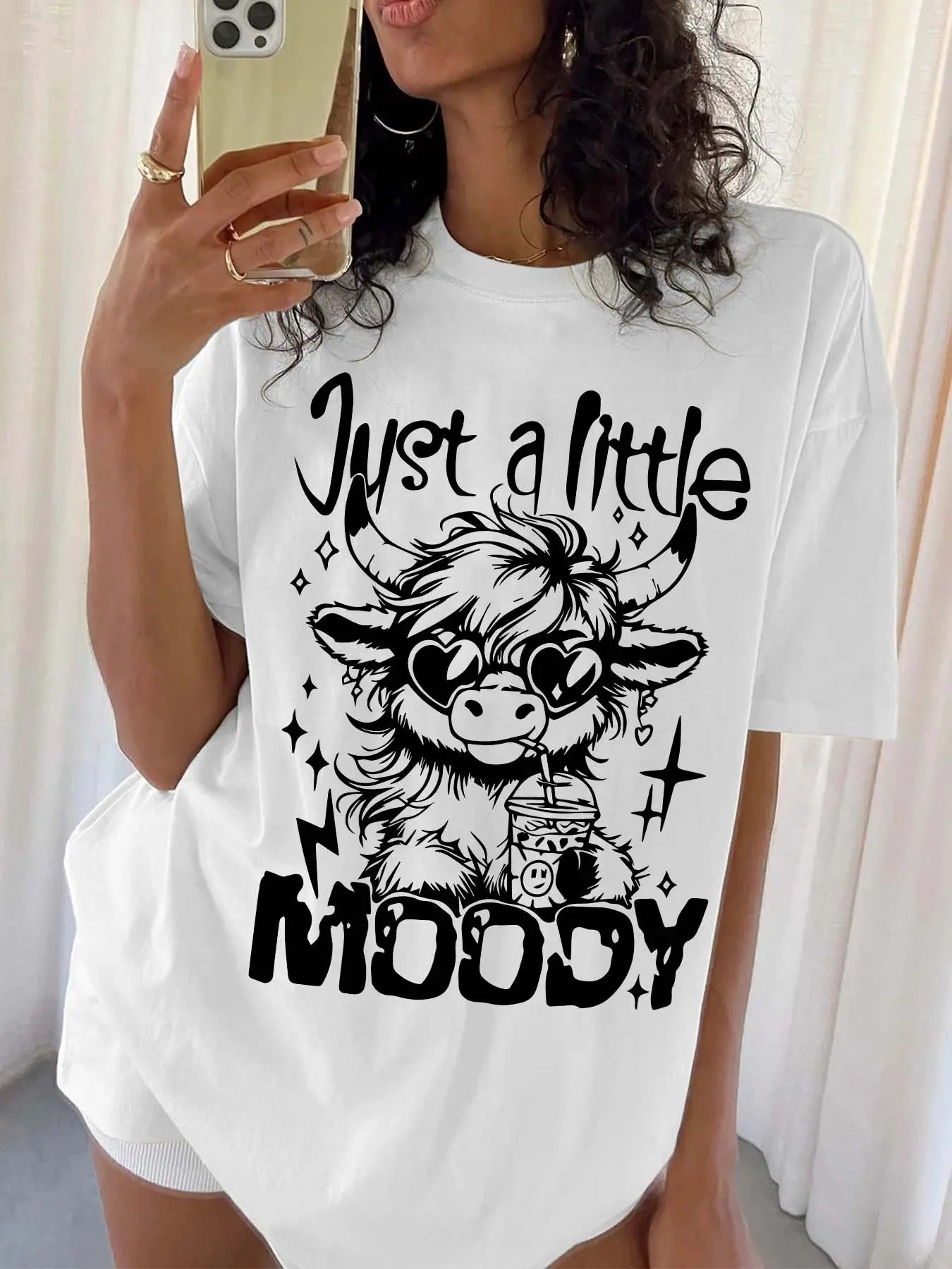 Letter Print Cute Cow Printed Casual Letter Print Round Neck Short Sleeve Top Daily Clothes All Seasons T-Shirts, Hoodie, Sweatshirt