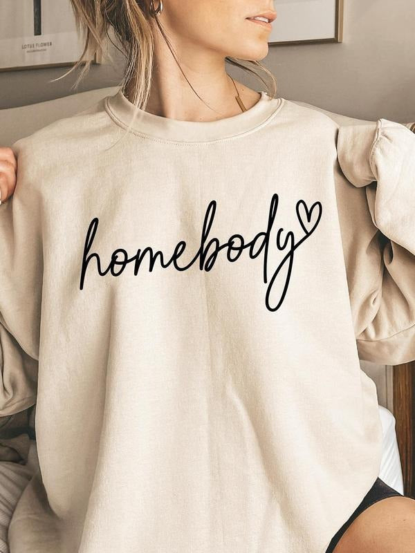 Letter Print Crew Neck Casual Long Sleeve Fall & Winter Clothes Daily Wearstyle{N002}6 T-Shirts, Hoodie, Sweatshirt