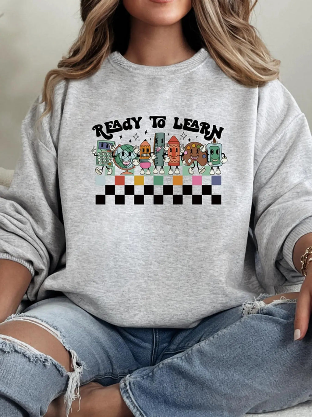 Letter Print Crew Neck Casual Thermal Lined Long Sleeve Daily Clothes All Seasons T-Shirts, Hoodie, Sweatshirt