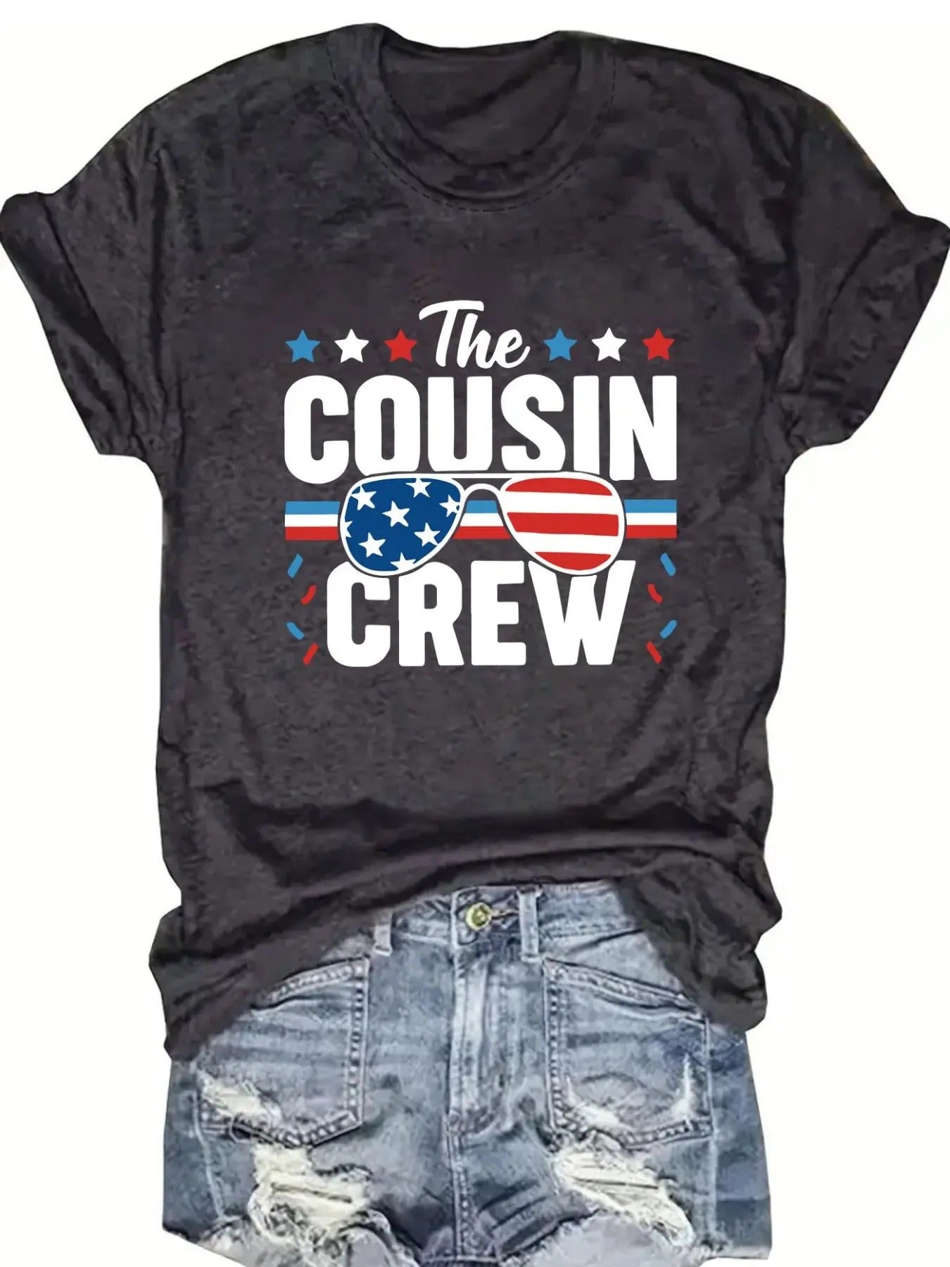 Women's Letter Print Crew Round Neck Graphic Tee, Casual Short Sleeve T-shirt for Daily Wear, Ladies Clothes for All...