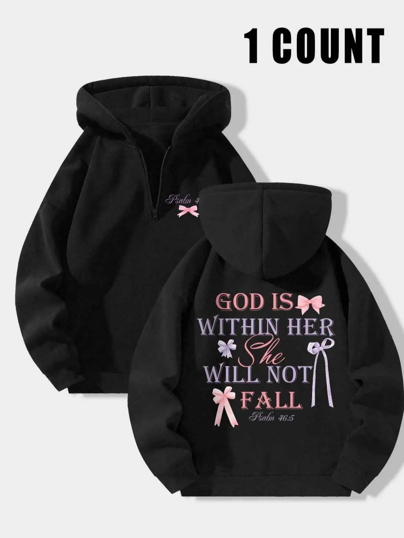 Letter Print Drop Shoulder Zip Up Casual Long Sleeve Hooded Daily Outdoor Winter Cute Tops Trending T-Shirts, Hoodie, Sweatshirt