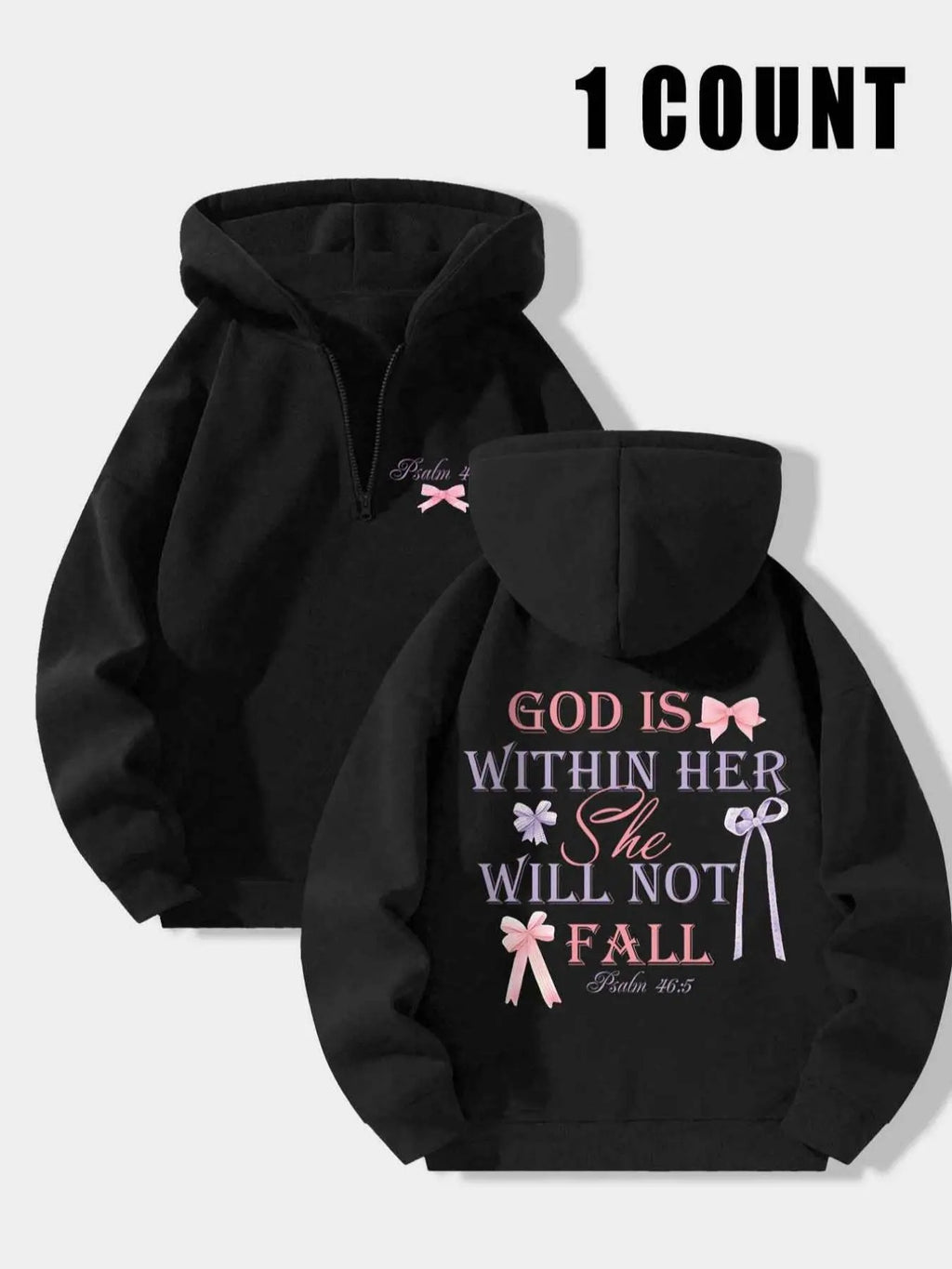 Letter Print Half Zip Up Casual Hooded Daily Outdoor Clothes Spring T-Shirts, Hoodie, Sweatshirt