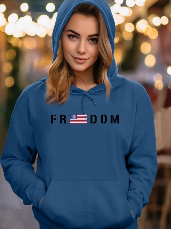 Women's Letter Print Hoodie Sweatshirt, Long Sleeve Fitted Casual Top, Spring & Fall Comfortable Warm Clothing, 6 Colors...