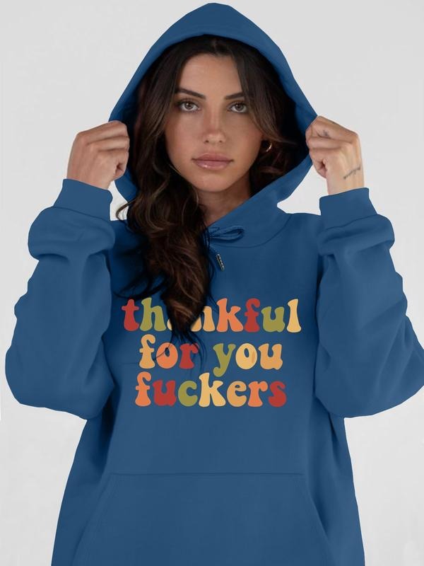 Women's Letter Print Hoodie Sweatshirt, Long Sleeve Fitted Casual Top, Spring & Fall Fashion, Available in 6 Colors,...