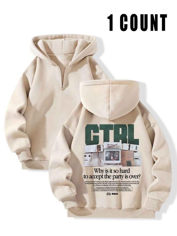 Women's Letter Print Hoodie, Casual Long Sleeve Hooded Sweatshirt for Spring, Ladies Clothes for Daily Wear Shirt