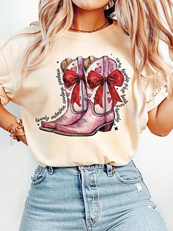 Women's Letter Print Round Neck Graphic Tee, Vintage Trendy Casual Short Sleeve T-shirt for Daily Wear, Ladies All...