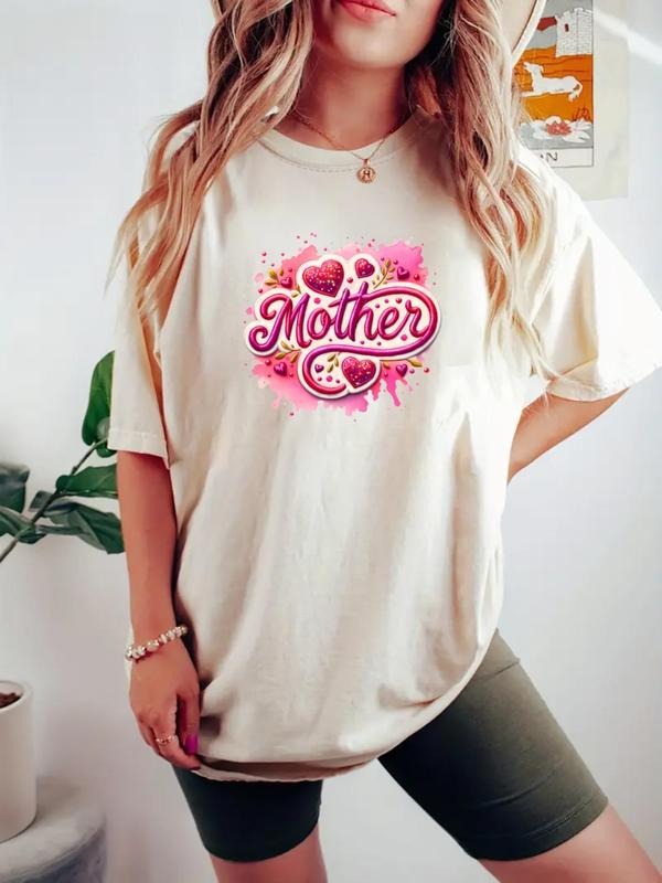 Women's Letter Print Round Neck Graphic Tee, Vintage Trendy Casual Short Sleeve T-shirt for Daily Wear, Ladies All...