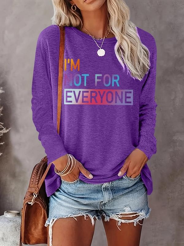 Women's Letter Print Round Neck Sweatshirt, Casual Long Sleeve Crew Neck Pullover for Fall & Winter, Women's Clothes for...