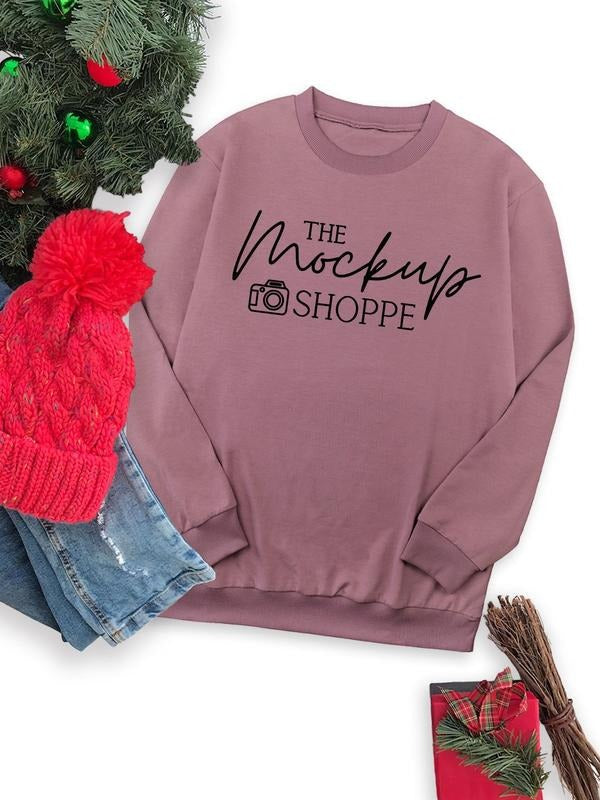 Women's Letter Print Round Neck Sweatshirt, Casual Long Sleeve Crew Neck Pullover for Fall & Winter, Women's Clothes for...
