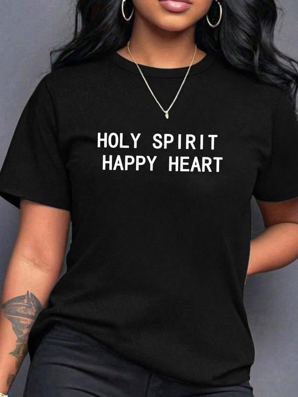 Letter Print Round Neck Casual Short Sleeve Crew Neck Summer Top Daily Wearstyle{N002}8 T-Shirts, Hoodie, Sweatshirt