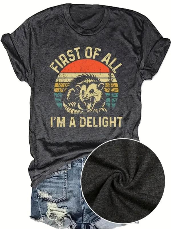 Women's Letter Print Round Neck Tee, Casual Short Sleeve Crew Neck T-shirt for Daily Wear, Ladies Clothes for All Seasons...