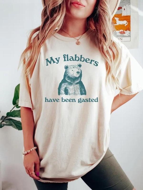 Women's Letter Print Round Neck Tee, Casual Short Sleeve Crew Neck T-shirt for Daily Wear, Ladies Clothes for All Seasons...