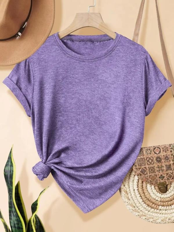 Women's Letter Print Round Neck Tee, Casual Short Sleeve Crew Neck T-shirt for Daily Wear, Ladies Clothes for All Seasons...