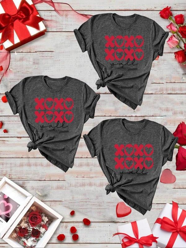 Women's Letter Print Round Neck Tee, Casual Short Sleeve Crew Neck T-shirt for Daily Wear, Ladies Clothes for All Seasons...