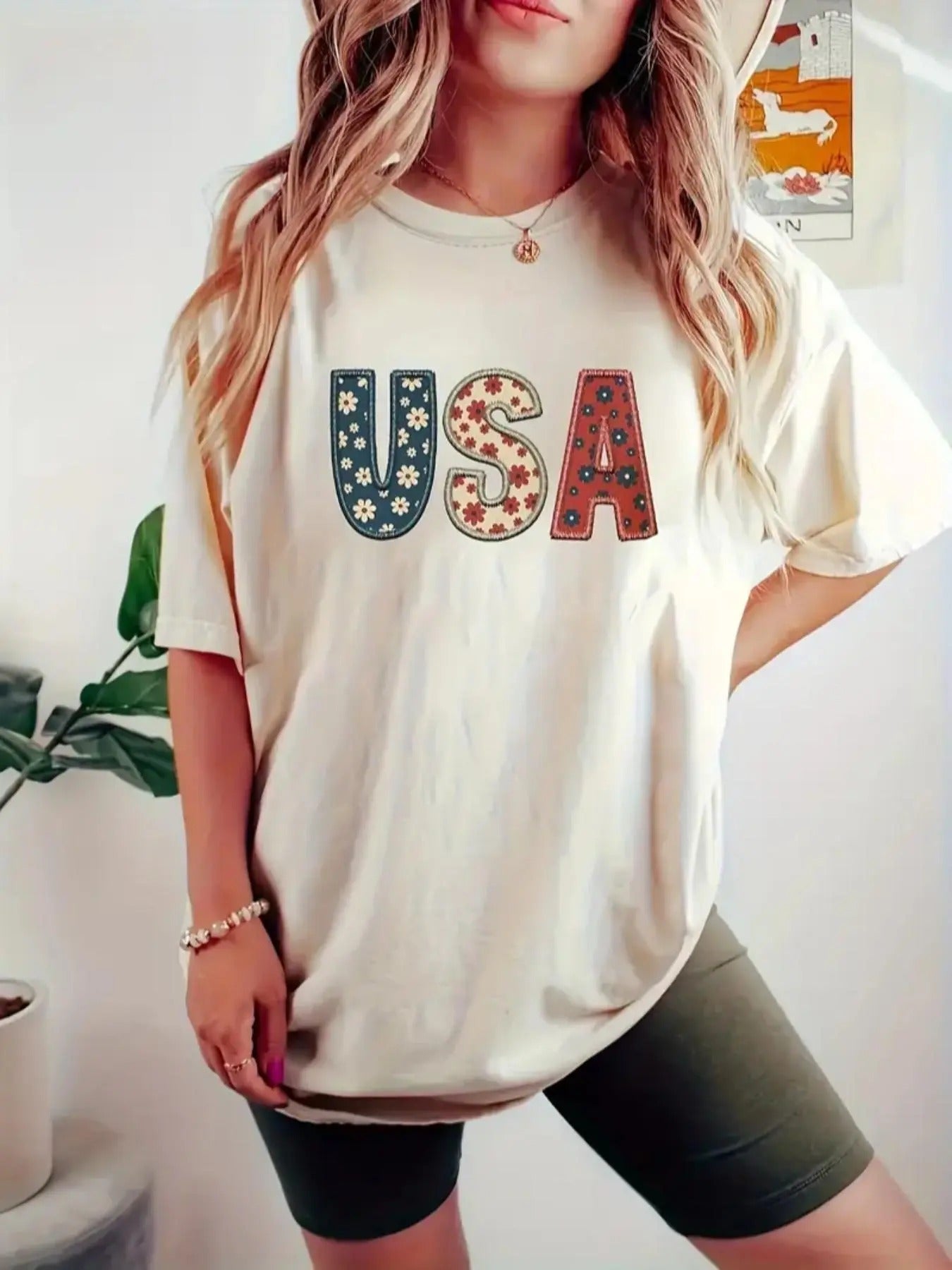 Women's Letter Print Round Neck Tee, Casual Short Sleeve T-shirt for Summer, Women's Top for Daily Wear style 02 Hoodie...