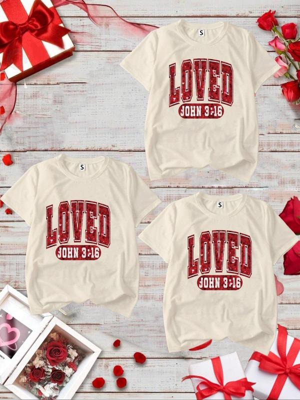 Women's Letter Print Round Neck Tee, Casual Soft Comfortable Short Sleeve T-shirt for Daily Wear, Ladies Clothes for All...