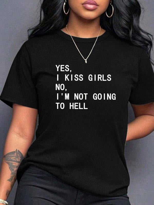 Letter Print Round Neck Casual Crew Neck Daily Vacation Outdoor Clothes Summer Topstyle{N002}10 T-Shirts, Hoodie, Sweatshirt