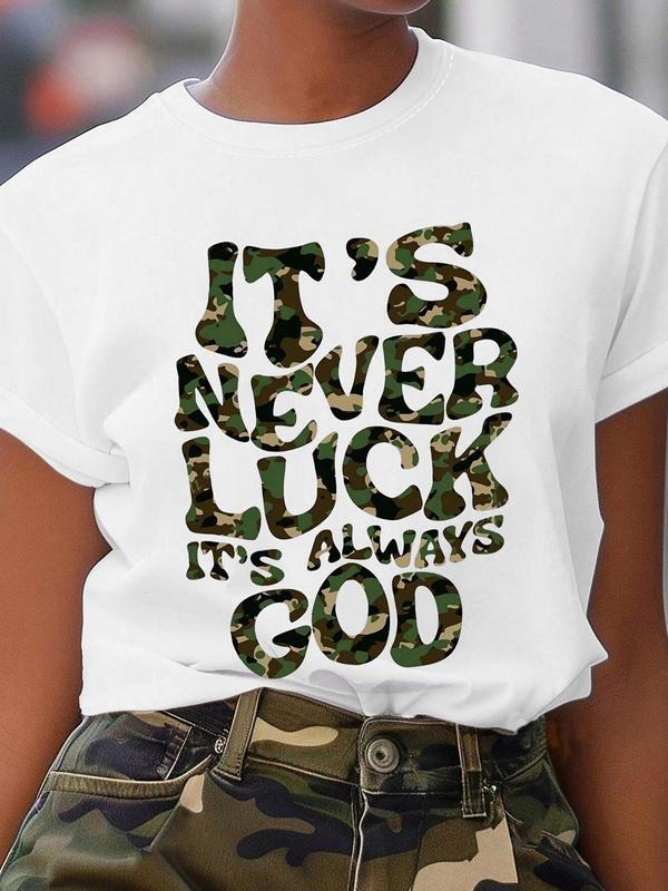 Letter Print Round Neck Casual Crew Neck Daily Vacation Outdoor Clothes Summer Topstyle{N002}4 T-Shirts, Hoodie, Sweatshirt