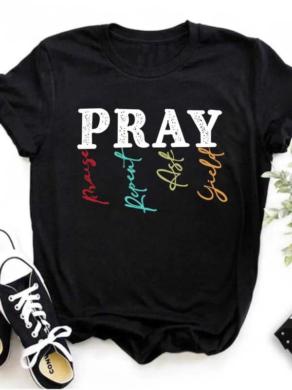 Letter Print Round Neck Casual Short Sleeve Daily Summer Clothesstyle{N002}2 T-Shirts, Hoodie, Sweatshirt