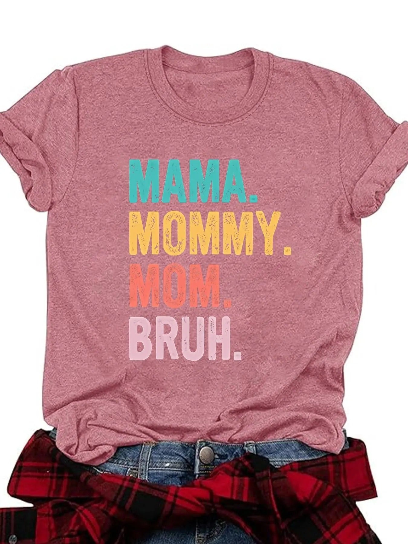 Women's Letter Print Round Neck Tee, Trendy Casual Crew Neck Short Sleeve T-Shirt for Daily Wear, Ladies Clothes for All...