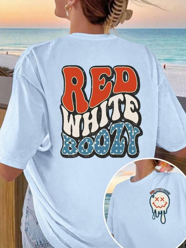 Women's Letter Print Round Neck Tee, Vintage Trendy Casual  Half  Sleeve Graphic T-shirt for Daily Wear, Ladies All...