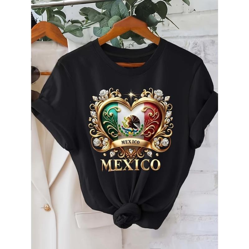 Women's Mexico Graphic Printed Casual T-Shirt Short Sleeve Round Neck Top style 02 Hoodie Sweatshirt | PrintMintTees.com