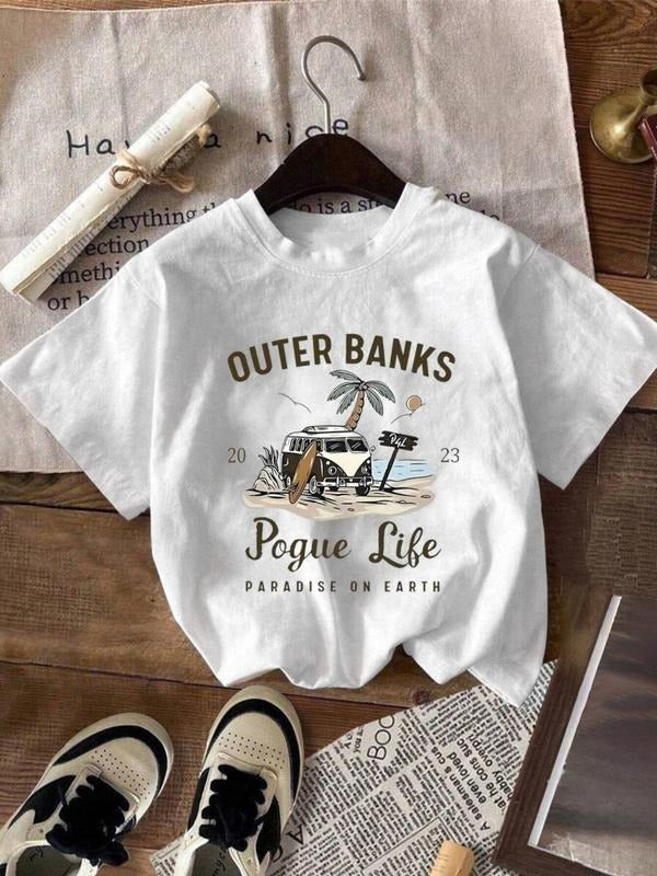 Women's Outer Banks Skeleton Print Round Neck Tee, Vintage Trendy Casual Short Sleeve T-shirt for Daily Wear, Ladies...