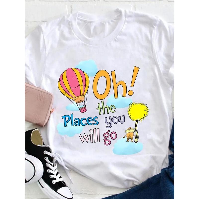 Women's Playful Hot Air Balloon Graphic T-Shirt